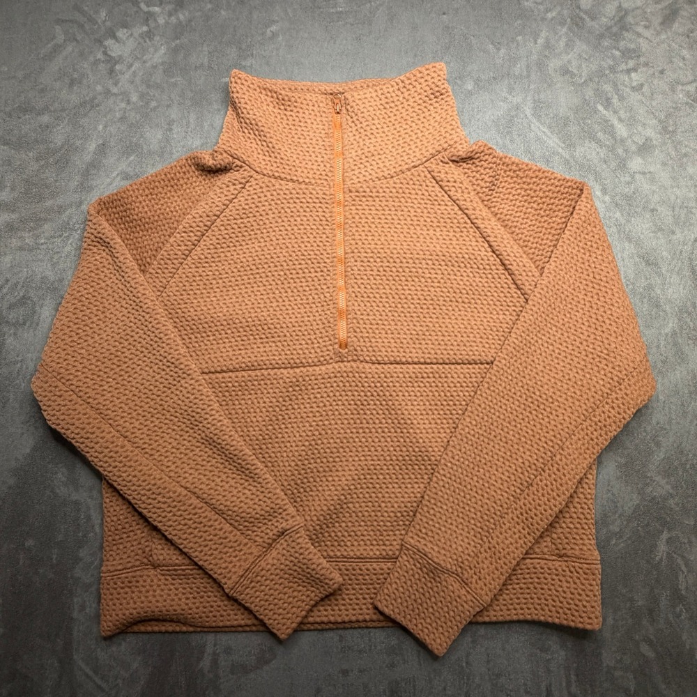 LL Bean Ridgeknit Half Zip Pullover Womens M Brown Oversized Sweatshirt Gorpcore
